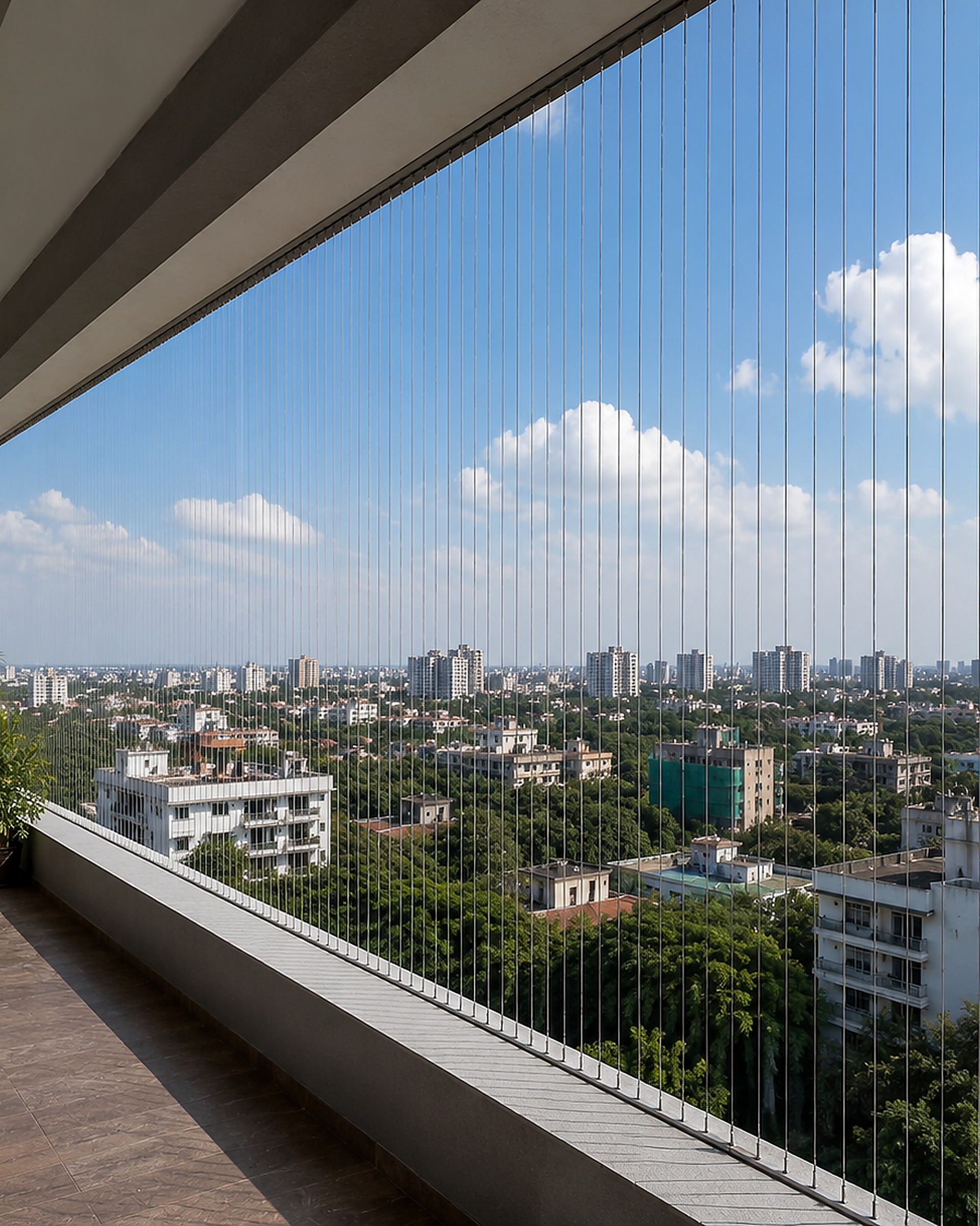 Sea-Facing Apartment Invisible Grills installation
